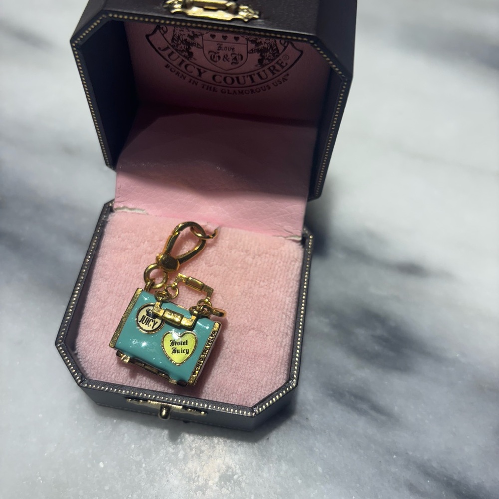 Juicy Couture Gold and Blue suitcase charm
